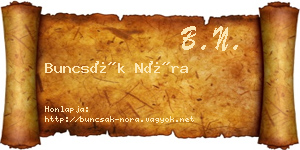 Buncsák Nóra névjegykártya